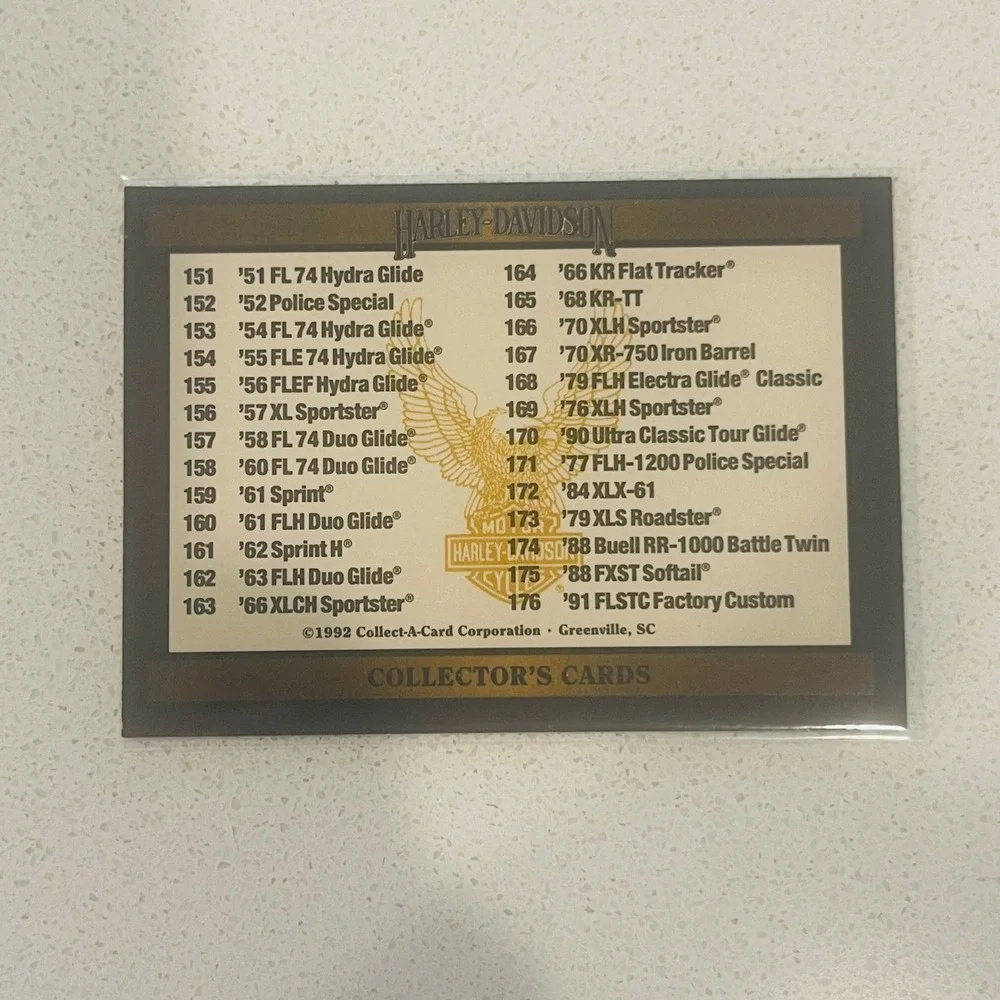 1992 Harley Davidson Series 2 Checklist Card 4 Collect A Card Vintage Motorcycle